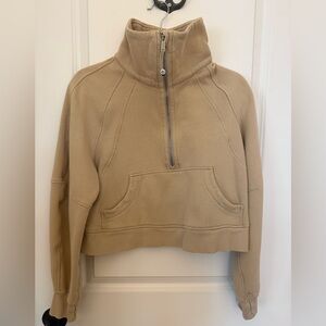 Lululemon Funnel Neck Scuba Small Tan Sweatshirt